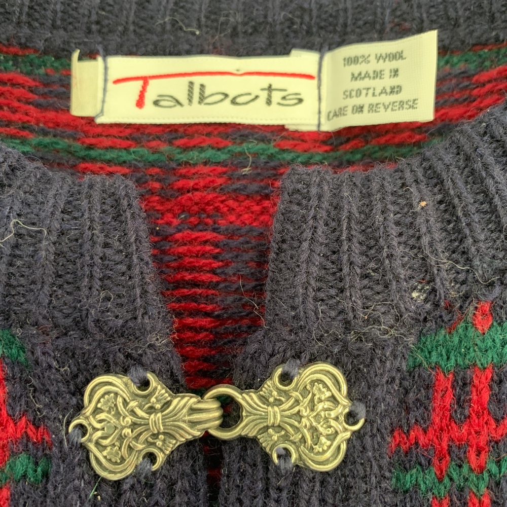 VTG Talbots Scottish Wool Tartan Sweater Size XL - Picture 2 of 4